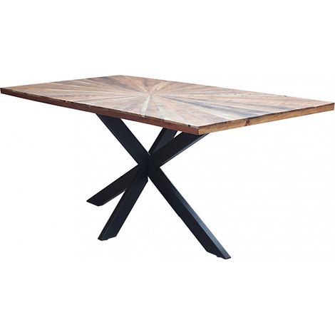 Tavolo moderno elegante 180x90 cm da interno con struttura in metallo e piano in legno di acacia Scik (1/4)
