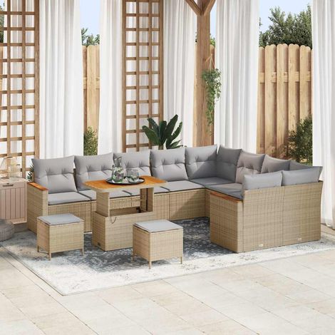 vidaXL Set Divano da Giardino 12 pcs Beige Rattan in Polipropilene (1/5)