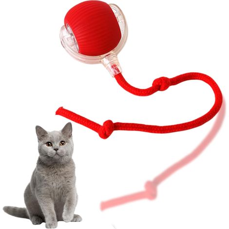 Jouet interactif pour chat - Balle électrique - Avec USB - Évitement intelligent des obstacles - Jouet électrique pour chat - Rouge (1/5)