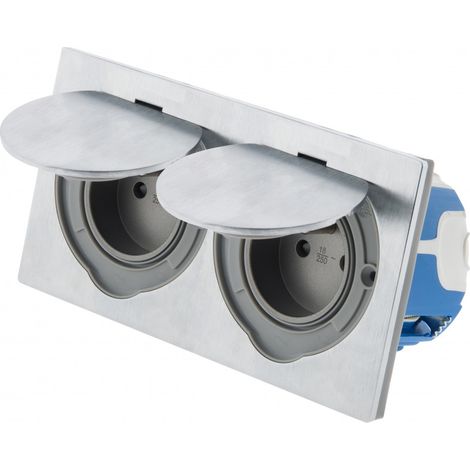 Doppelsteckdose mit wasserdichter Erdung, Metall Centrale Brico