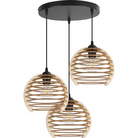 LAMPADA A SOSPENSIONE, LAMPADARIO DA SOFFITTO, IN LEGNO, PARALUME A LED (1/5)