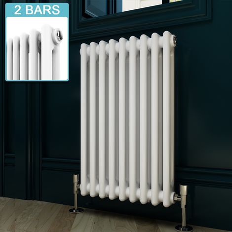 ELEGANT 600 x 420mm Double Bar Traditional Horizontal Column Radiator White (1/5)