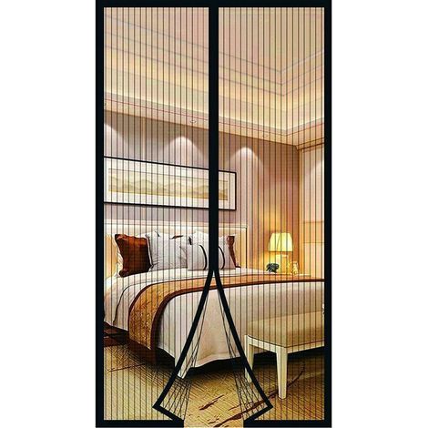 KZQ – Moustiquaire porte fenêtre magnétique 90 x 210 cm – Toile résistante au vent – Installation sans perçage – Couleur noir (1/5)