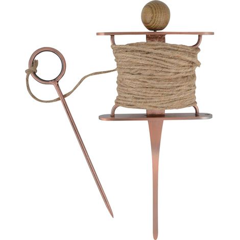 Esschert Design – Cordeau de jardinier cuivré, 25 mètres – Bois de frêne, acier au carbone et cordelette de jute (1/3)