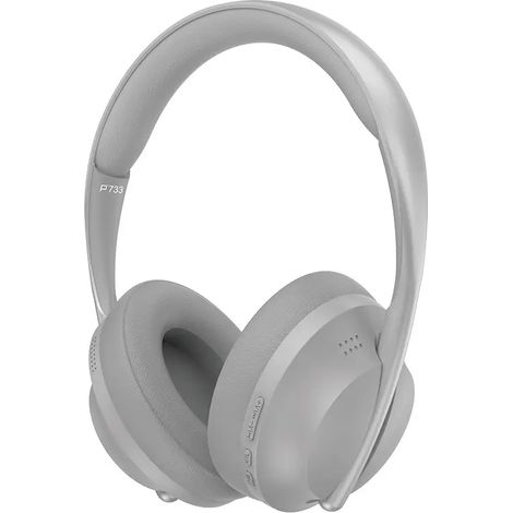 Écouteurs Bluetooth gris, avec des basses puissantes, une longue autonomie, une excellente réduction du bruit et un confort optimal. (1/5)