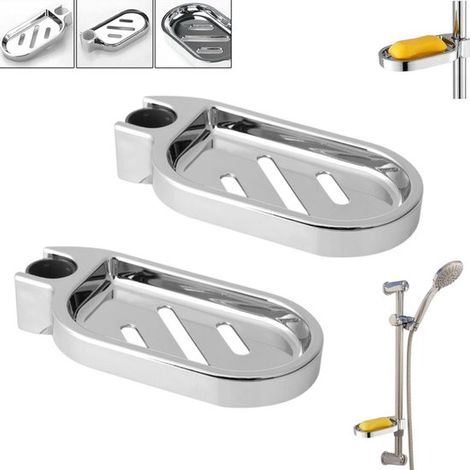 Portasapone in due pezzi, colore argento, in plastica ABS da 25 mm, ideale per doccia, bagno, cucina e toilette. Non richiede foratura. Pratico e maneggevole. Facile da installare. Da appendere. (1/5)