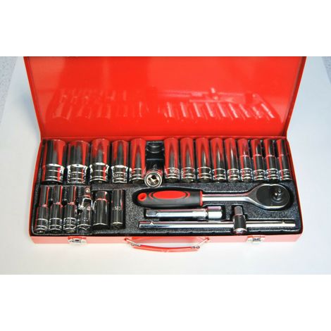 BUSSOLE LUNGHE 24 PZ 1/2" 8 32 MM CRICCHETTO SNODO PROLUNGA LEVA VALIGIA METALLO