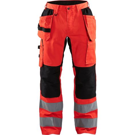 Pantalon de travail haute visibilité stretch artisan 1552 - Rouge fluo/Noir 4XL - FR(58) - SE(C64) - Courtes