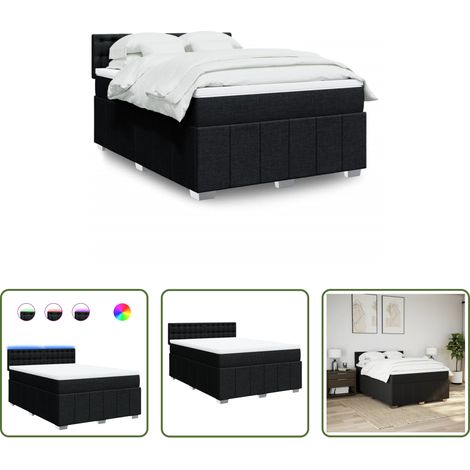 Matelas à ressorts ensachés - Sommier à lattes de lit avec matelas Noir 160x200 cm Tissu (1/5)