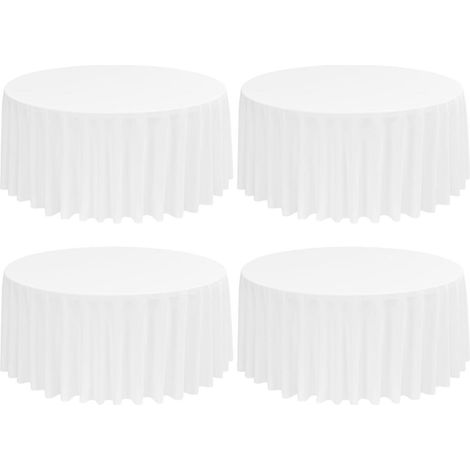4er Set Weiße Runde Tischdecke 275 cm, Polyester, Knitterfrei, Waschbar