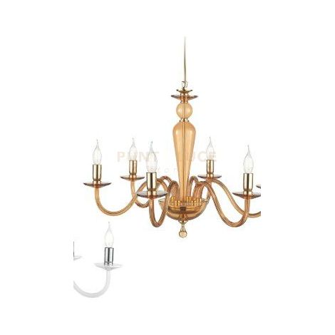 LAMPADARIO PAGANINI 8 LUCI AMBRA ORO ATTACCO E14 D.84CM