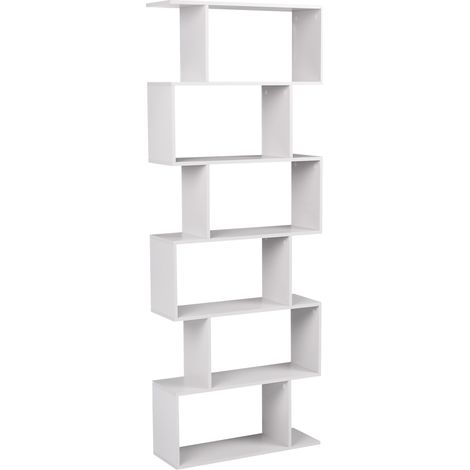 Estantería con 6 baldas tablero de partículas abierta diseño minimalista blanco crema Valdosa