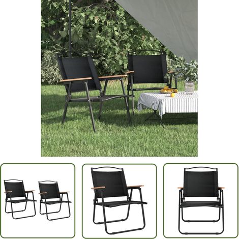 Klappstuhl - vidaXL Campingstühle 2 Stk. Schwarz 54x55x78 cm Oxford-Gewebe - Strandstuhl (1/5)