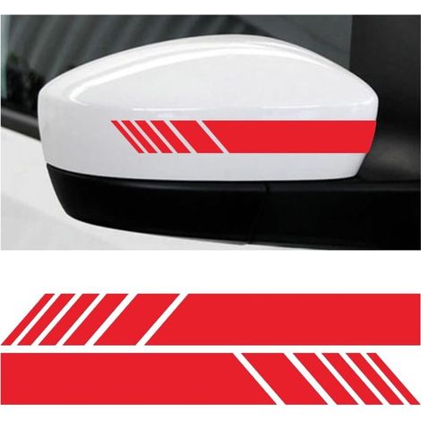 2PCS Car Rearview Mirror Reflective Sticker, Car Rearview Mirror Reflective Strip Sticker, Personalized Car Side Stripe Stickers(Red)