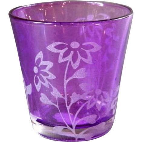 Buntglas-Kerzenständer – Lila, 6 cm