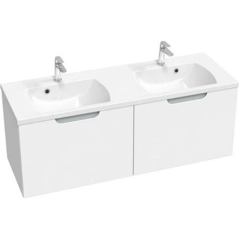 Ravak Classic II - Meuble lavabo 129x45x47 cm, 2 tiroirs, blanc/gris brillant X000001483 (1/3)