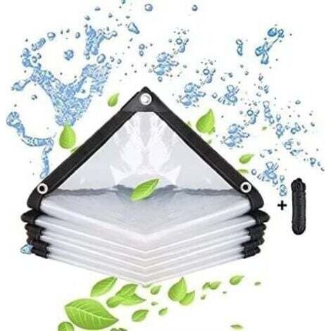 Transparente, wasserdichte Plane mit Ösen – für Gartenmöbel – geeignet für den Außenbereich – regendicht – Pflanzenisolierung – staubdicht – mit Kordelzug, 3 x 3 m