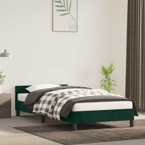 Bettgestell ohne Matratze Dunkelgrün 90x190 cm Samt