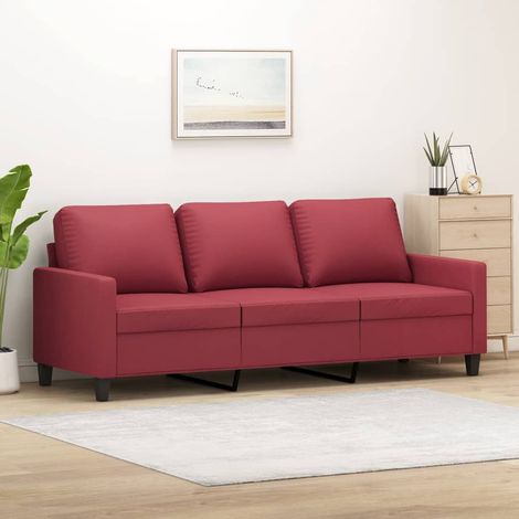 Canapé à 3 places Rouge bordeaux 180 cm Similicuir (1/5)