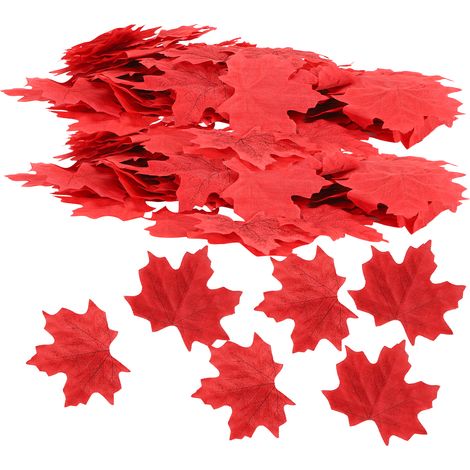 100 Feuilles d'Érable Artificielles Rouge pour Décoration Automnale - Mariage, Thanksgiving, Centre de Table - Lot de 100 (1/5)