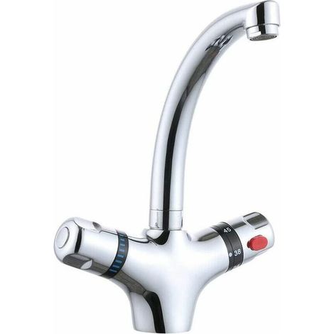 Robinet d\\'évier robinet de lavabo mitigeur thermostatique robinet de cuisine robinet d\\'évier de salle de bain pivotant à 360 ° pour chaudière (1/5)