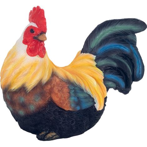 Gallo decorativo in resina, statuina da giardino rustica, ornamento animale, accessorio in stile country, 14,5 cm