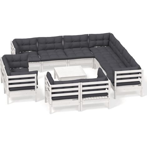 Maison Exclusive - Muebles de jardín 12 pzas con cojines blanco m