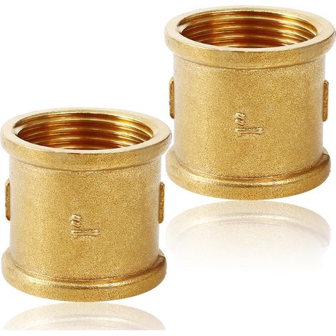 Lot de 2 manchons en laiton, double mamelon filetage intérieur 1" IG/IG (1/5)