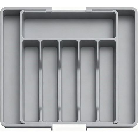 Organisateur De Couverts - Réglable 8 Compartiments - Extensible Jusqu'à 57 cm - Pour Cuillères Fourchettes Couteaux - En Plastique Sans BPA - 57x38x5 cm (1/5)