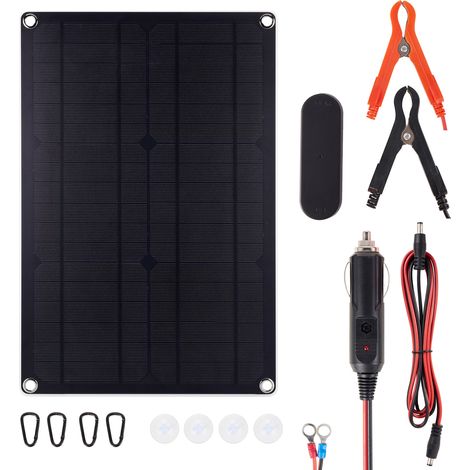 Caricabatterie solare per auto, caricabatterie a pannello solare da 20 W DC12 V, mantenitore di carica solare per batterie auto, barche, campeggio (1/5)