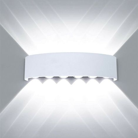 Applique Murale 12 LED Ampoule Aluminium - Blanc Froid Noir - pour Maison, Couloir