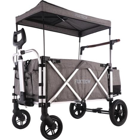 FUXLIFE by FUXTEC FX-CTL900 Gris Premium Carro de Mano Plegable con toldo parasol y bolsa térmica Ideal para jardín, camping y actividades al aire libre