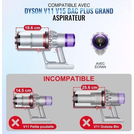 1 Staubbehälter, kompatibel mit Dyson V11, V15, SV14, SV15 und SV22 Staubsaugern, großer Ersatz-Staubbehälter für Dyson Teilenummer 970050-01 und Teilenummer 965443-01 (1/4)
