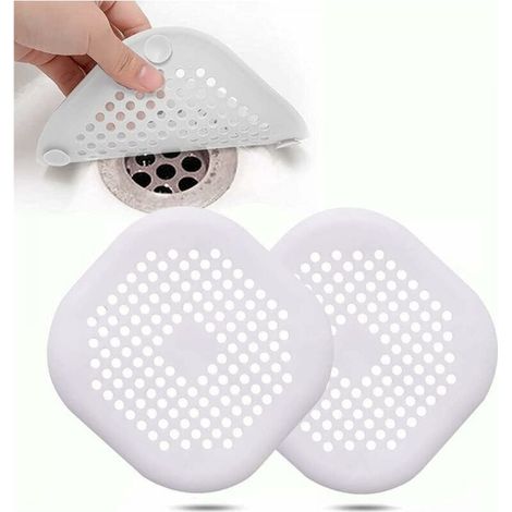 2 Piece Silicone Drain Cover with Suction Cup Kitchen Sink Strainer, Bathtub Drain Cover Strainer, Kitchen and Bathroom Sinker, White (1/5)