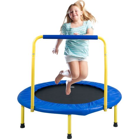 Trampoline pour Enfants 92 cm Mini Trampoline Extérieur Intérieur Pliable pour Tout-petits avec Poignée Mousse Trampoline Récréatif Exercices Cadeau d'Anniversaire pour Enfants de 3 ans et Plus (1/5)