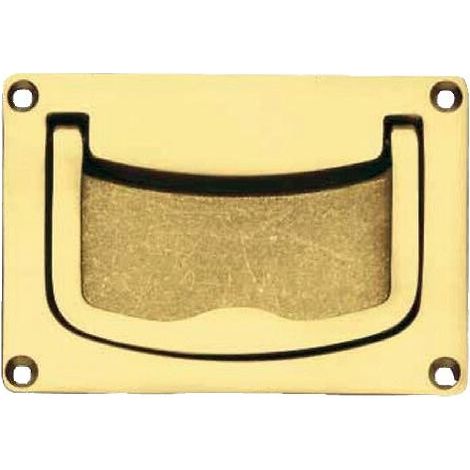Poignée cuvette rectangulaire à encastrer en laiton 75 x 50 mm – Finition poli verni – Pour panneaux d'épaisseur 19 mm minimum – Cadap (1/2)