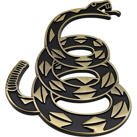 Autocollant automobile solide en métal avec motif de serpent, drapeau Gadsden pour camion, moto, jaune (1/4)