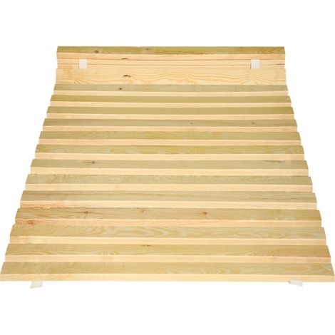 Estructura de cama de madera con láminas sobre cinta para colchón de 90 x 200 cm