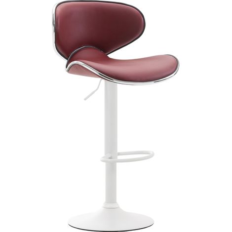 Sgabello da bar x1 sedute moderne con linee ondulate in PVC bordeaux base a tromba in metallo bianco 100005672