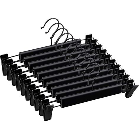 10 Pcs Cintres de Pantalon, Plastique et Métal Conception antidérapante, pour Jupes, Pantalons, Pantalons, Jeans (1/5)