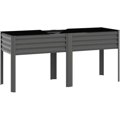 Potager sur pieds en métal - 241 L, gris foncé - Jardinière surélevée avec barres renforcées et tissu non-tissé - Pour jardin, balcon - Design robuste (1/5)