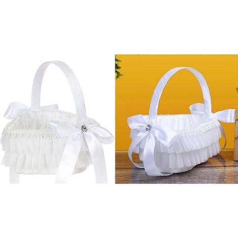Panier à fleurs portatif de demoiselles d'honneur de style occidental avec dentelle délicate (1/4)