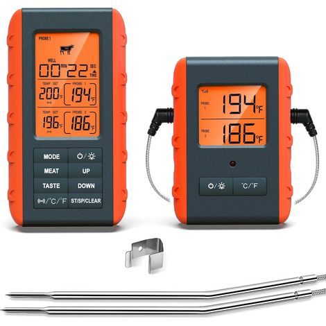Domary Thermomètre à Viande Fil avec 2 Sondes, Portée de 100M (1/5)