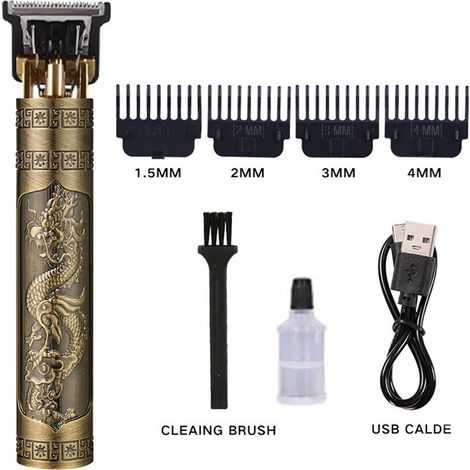 Tondeuse Électrique Professionnelle Cordless pour Hommes Kit de Soins Dragon/Buddha avec Batterie Li-ion 400mAh et Comb (1/4)
