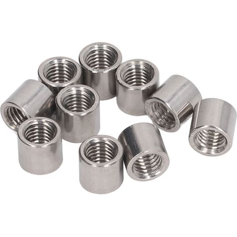Écrous raccord ronds M10x1,5 L13mm x14, manchon fileté inox 304, tige filetée, lot de 10 pièces, connecteur acier (1/5)