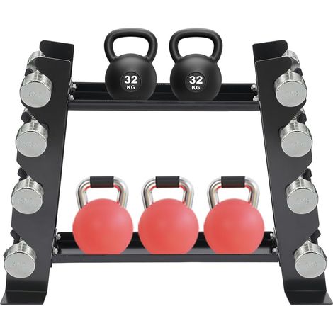 Support de poids multifonction pour haltères, kettlebells et disques, capacité de charge jusqu'à 150 kg (1/5)