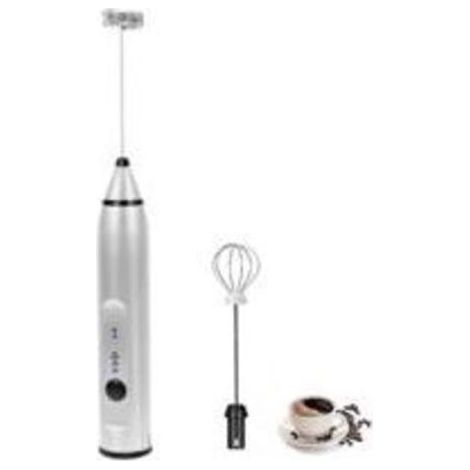 Mousseur à lait électrique avec double fouet, machine à mousse électrique rechargeable par USB, mousseur à lait portatif 2 en 1 à piles pour café, latte, cappuccino, fouetter les œufs (argent) (1/4)