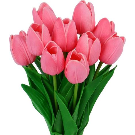 Strauß aus 10 dunkelrosa künstlichen Tulpen realistische künstliche Tulpen künstliche Blumen aus Latex und Polyurethan hochwertige künstliche für