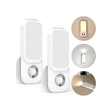 Veilleuses LED à Douille, 2 PCS Veilleuse avec Détecteur de Mouvement, 4 en 1 Veilleuses Prise Electrique, Veilleuses Enfichable, Lampe de Poche D'urgence pour Cuisine Couloir Urgences (1/5)