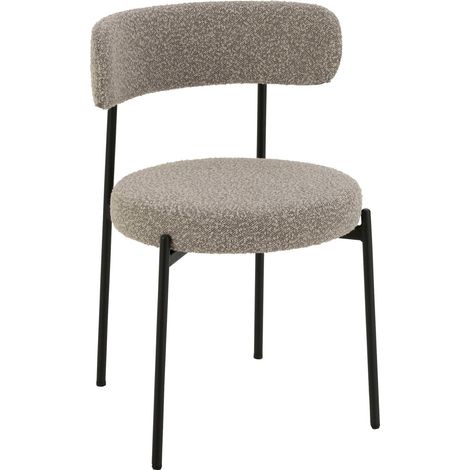 Chaise design boucle grise assise confortable et dossier arrondi - Gris clair et noir élégant (1/5)